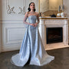 SC008 Beaded Dress Cape Satin Overskirt Evening Gown