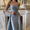 SC008 Beaded Dress Cape Satin Overskirt Evening Gown