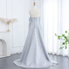 SC008 Beaded Dress Cape Satin Overskirt Evening Gown