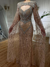 SC006 Gold Beaded Dress Cape  Evening Gown