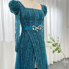 SC034 High Split Evening Dress Elegant Long Overskirt Beaded