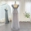 SC034 High Split Evening Dress Elegant Long Overskirt Beaded