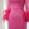 SC021 Pink Feather Sleeve Dress