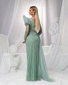 SC045 Crystal Long One Shoulder Evening Dress