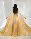 SC054 Gold Cape Sleeve Formal Evening Dress