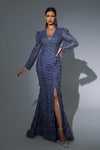 SC023 Long Sleeve Khaki Evening Dress