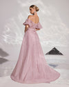 SC029 Off Shoulder  Pink Beaded Evening Dress