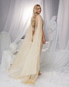 SC052 Nude Sleeve Cape Beaded Evening Dress