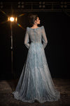 SC028 Long Sleeve Beaded Ball Gown